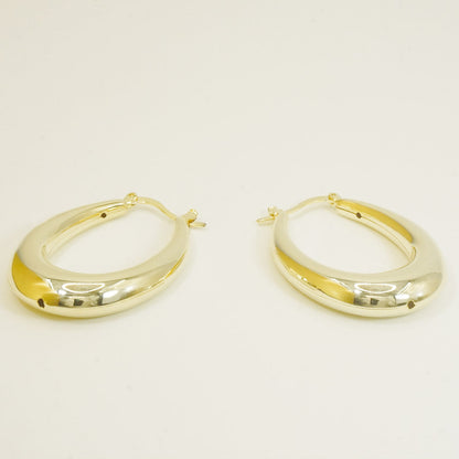 Oval Chunky Big Gold Hoop Earrings