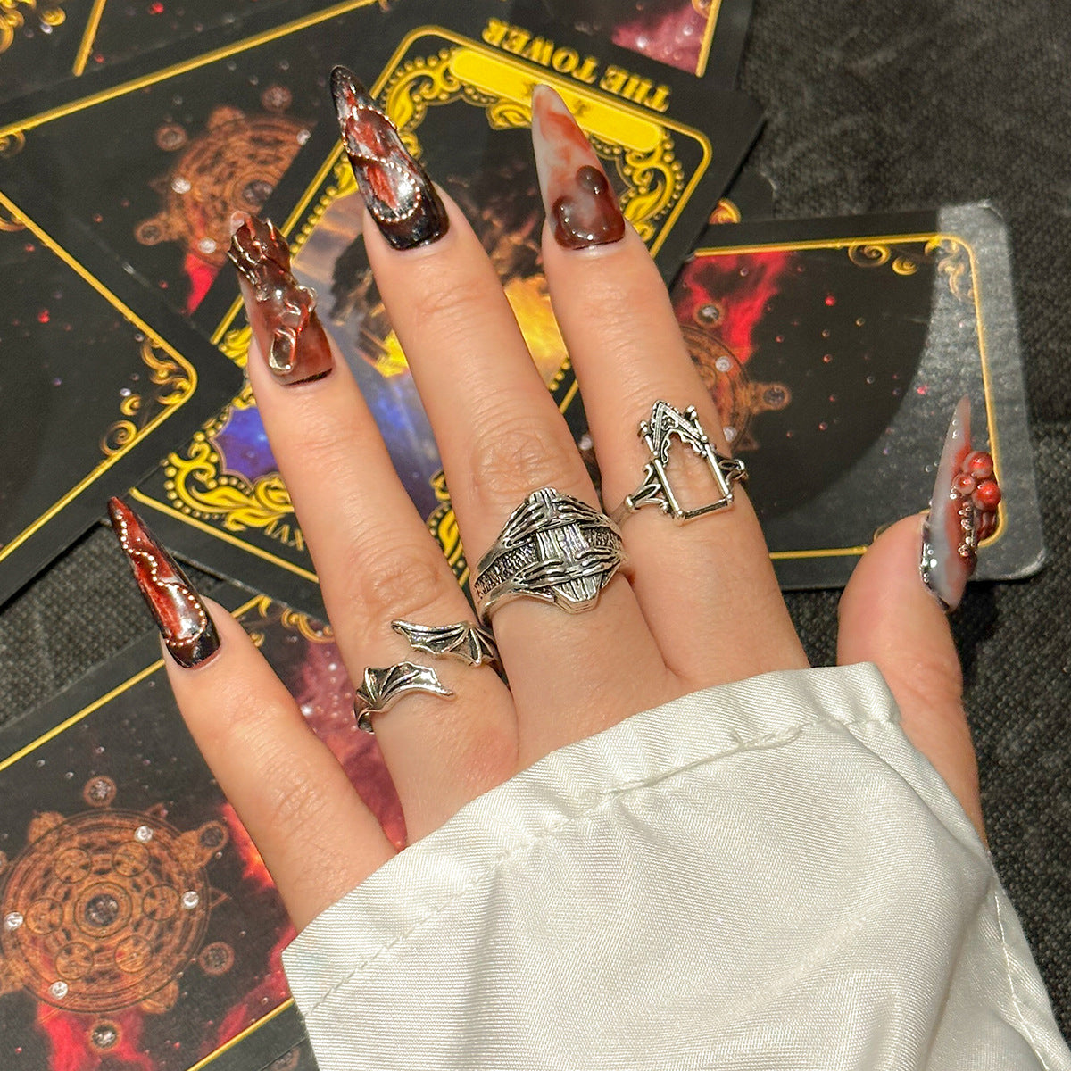 Halloween 3 Pcs Vampires Totem Rings Set