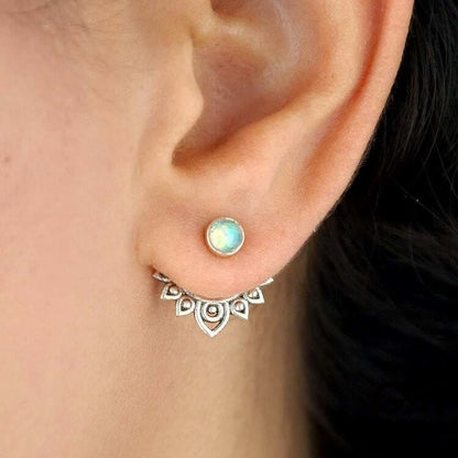 Opal Lotus Decorative Earrings