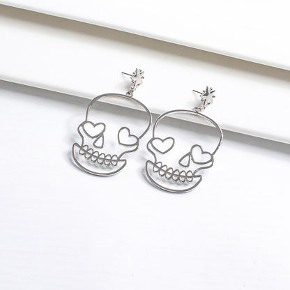 Halloween New Fashion Personality Metal Skull Earrings Cute Funny Temperament Earrings