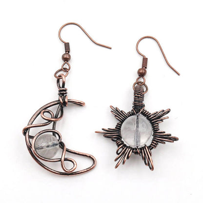 Vintage Hollow Moon & Star Dangle Earrings