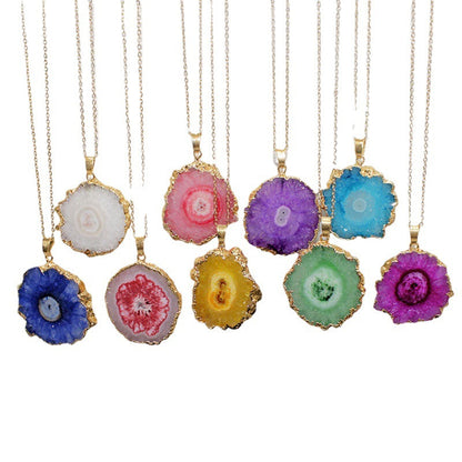 Delicate Natural Sun Flower Yellow Crystal Irregular Necklace