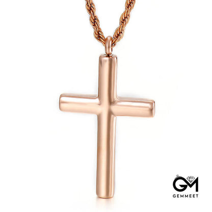 Classic Glossy Cross Titanium Steel Necklace