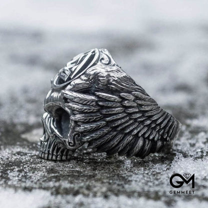 Viking Triangle Stainless Steel Skull Ring