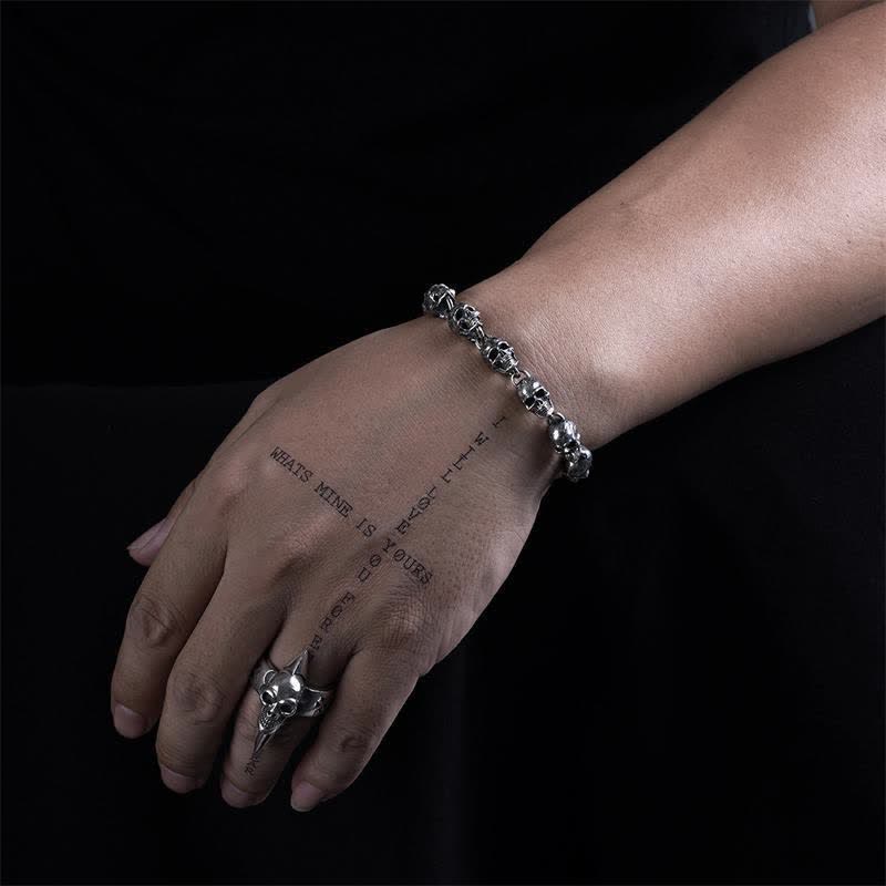 Men's Gothic Skull Head String Bracelet