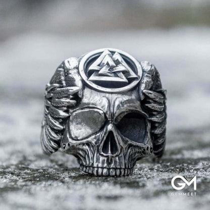 Viking Triangle Stainless Steel Skull Ring