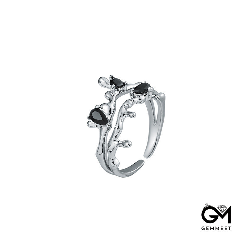 Simple Butterfly White Zircon Ring