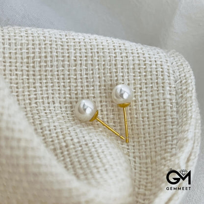 White Simple Design Exquisite 6MM Pearl Earrings