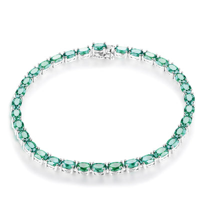 Sterling Silver Pear Cut Emerald Gem Tennis Bracelet