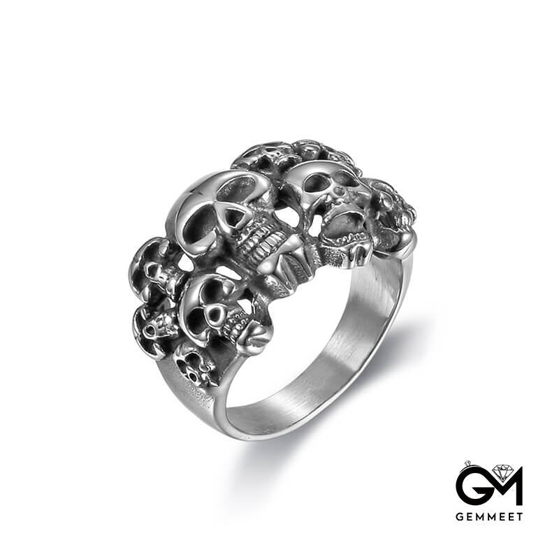 Stainless Steel Multiple Skull Rings