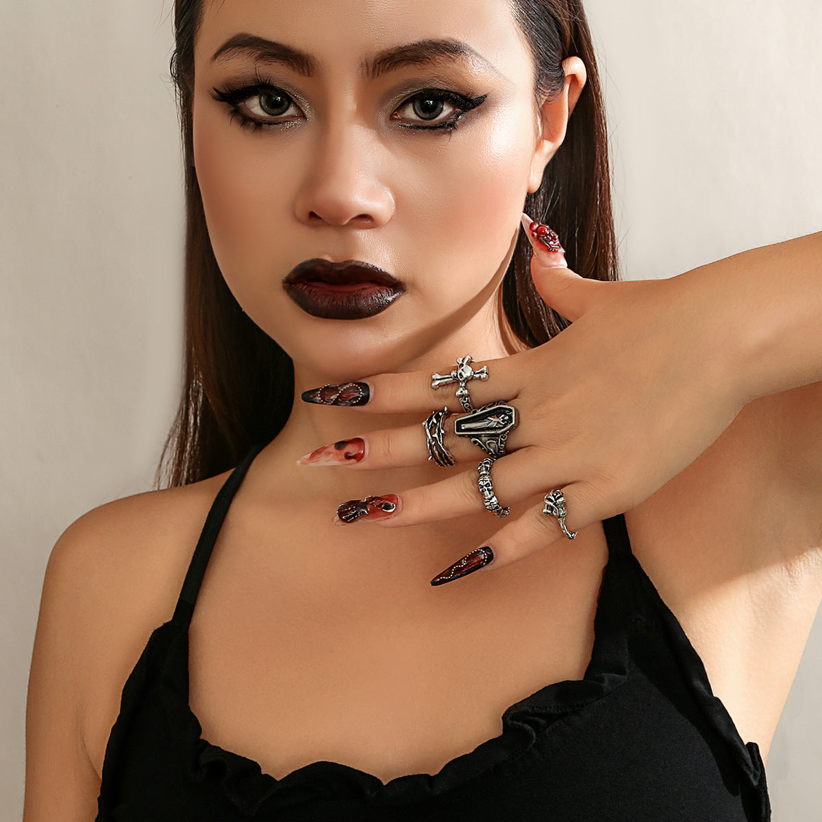 Halloween 5 Pcs Vampires Symbol Rings Set