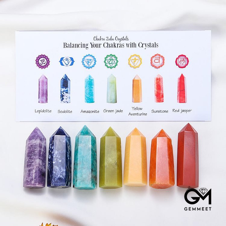 Chakra Raw Stone Decoration Set Crystal Wands