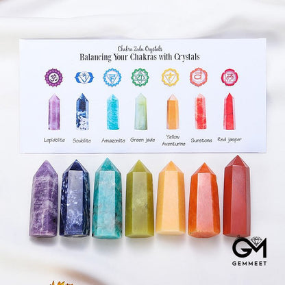 Chakra Raw Stone Decoration Set Crystal Wands