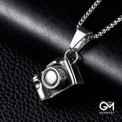 Stainless Steel Vintage Camera Pendant Necklace