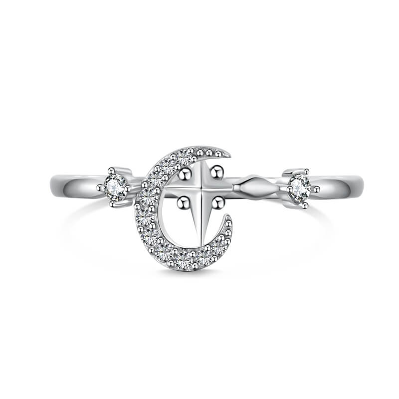 S925 Cross White Round Zircon Ring