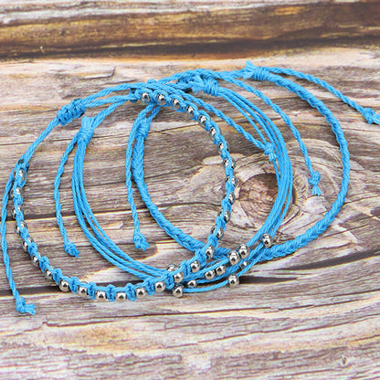 Waterproof Wax Thread Bracelet Handwoven Bracelet Three-piece Beach Surf Bracelet