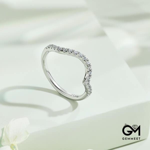 S925 White Round Zirconium Micro-inlaid Curve Ring