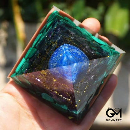 Lapis Lazuli Sphere with Amethyst and Malachite Pyramid