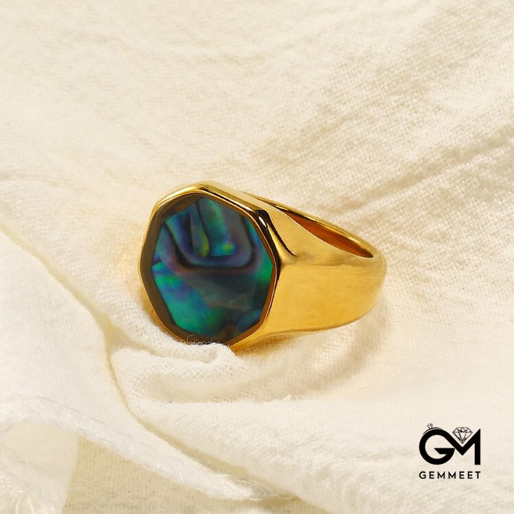 Geometry Nacre Abalone Shell Ring