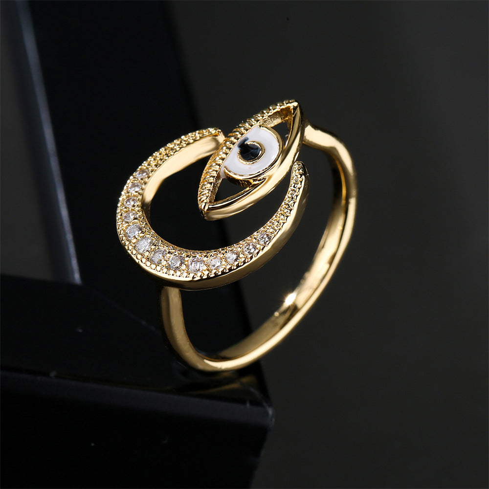 Evil Eyes & Moon Full Stones Ring