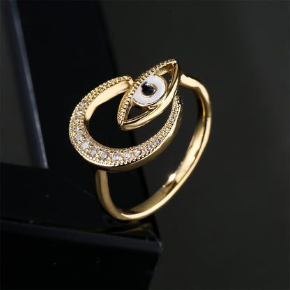 Evil Eyes & Moon Full Stones Ring