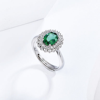 White Gold Pear Emerald Gem Signet Ring with Worldwide Setting Stones