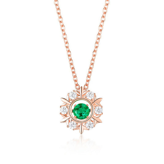 Rose Gold Snowflake Hollow Beating Emerald Chain