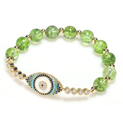 Peridot Evil Eye Symbol Healing Bracelet