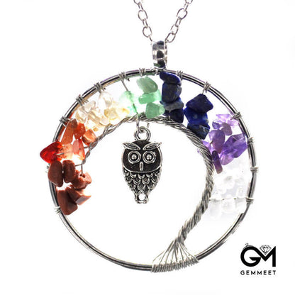 Crystal Tree of Life Owl Necklace