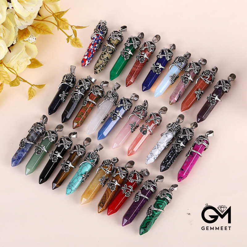 Crystal Hexagon Column Energy Stone Necklace