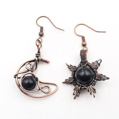 Vintage Hollow Moon & Star Dangle Earrings