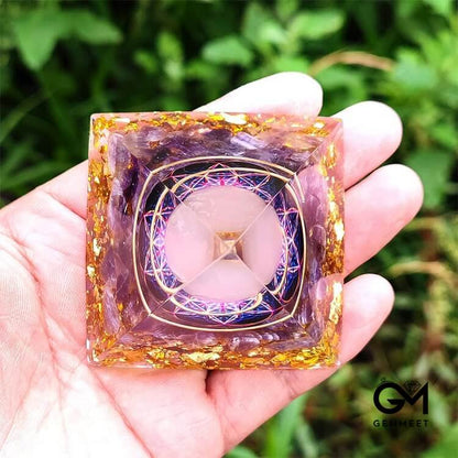 Amethyst with Rose Quartz Orgone Pyramid