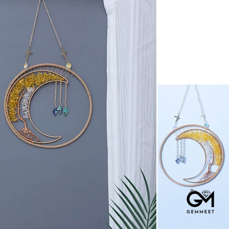 Tree Of Life Citrine Clear Crystal Wind Chime