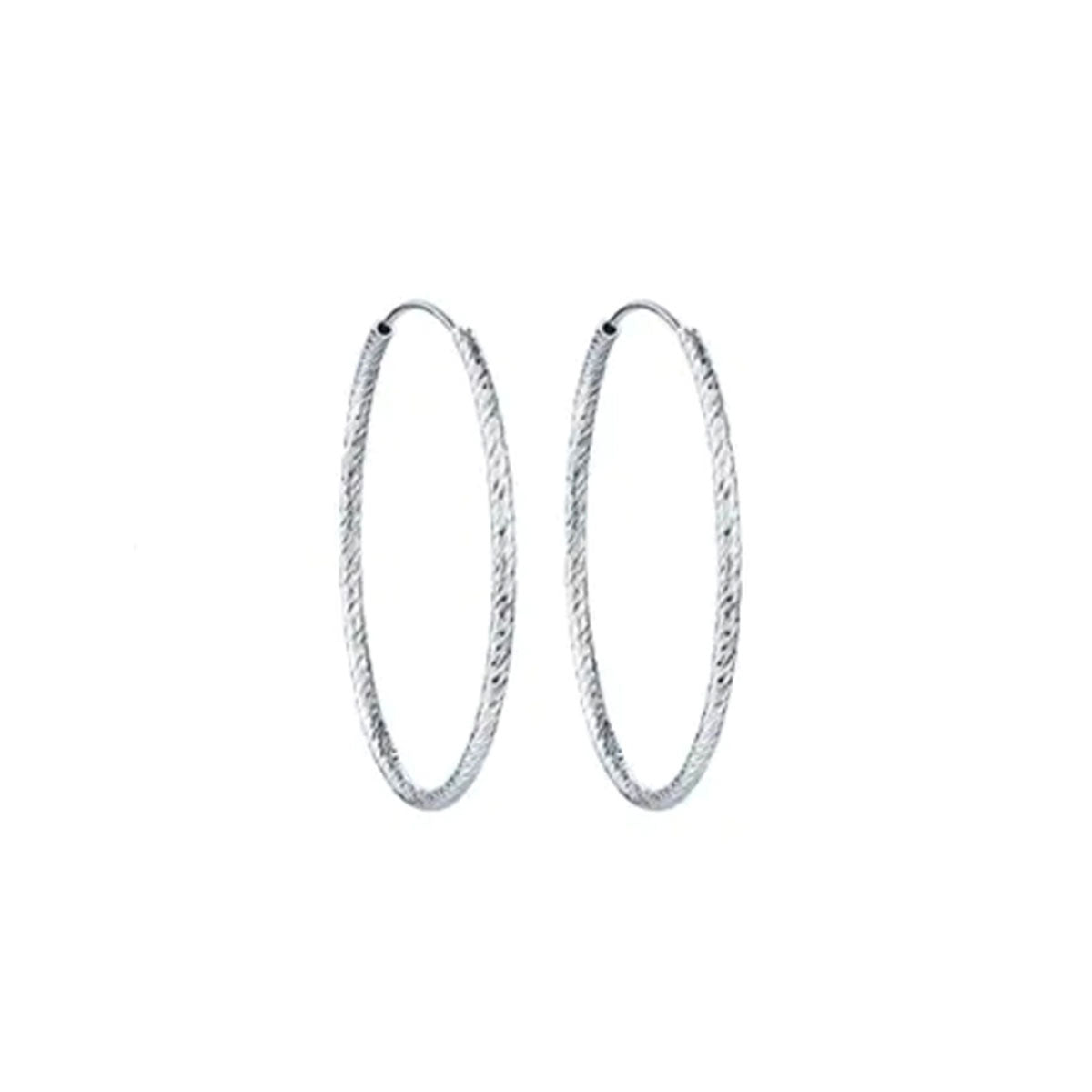 White Gold Steel Wire Rope Big Hoop Earrings