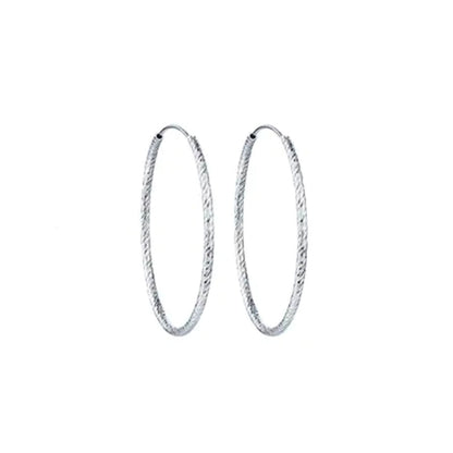 White Gold Steel Wire Rope Big Hoop Earrings