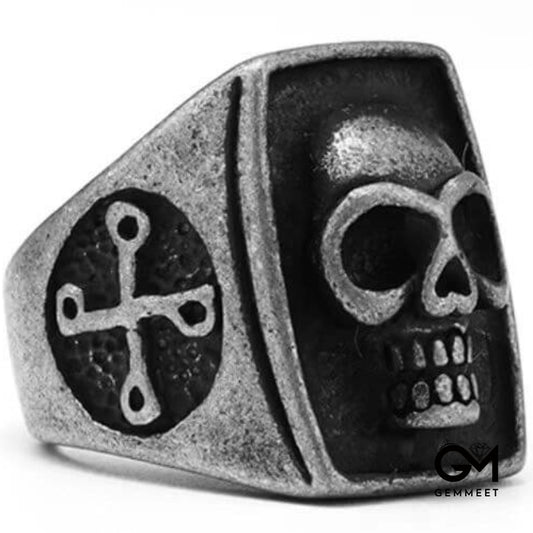 Stainless Steel Hip Hop Style Men's Cross Skull Animal Ring