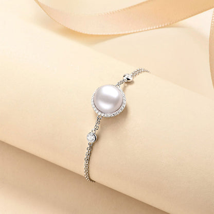 White Gold Big Organic Pearl Halo Bracelet