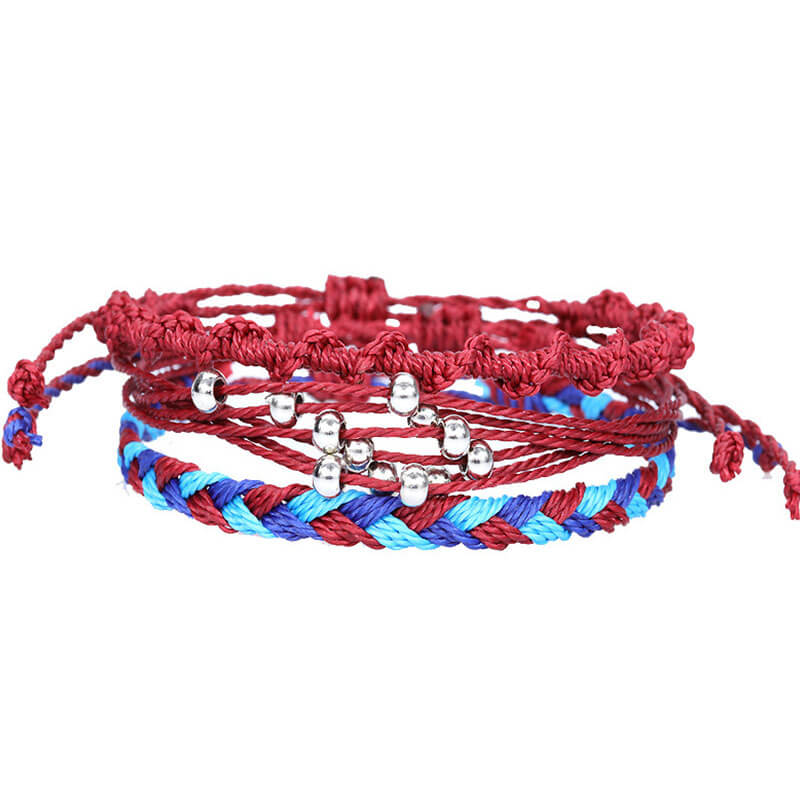 Waterproof Wax Thread Bracelet Handwoven Bracelet Three-piece Beach Surf Bracelet