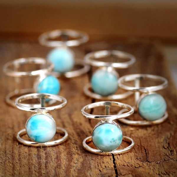 Preorder: 2 Layers Larimar Boho Ring