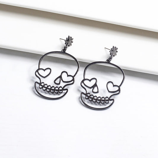 Halloween New Fashion Personality Metal Skull Earrings Cute Funny Temperament Earrings