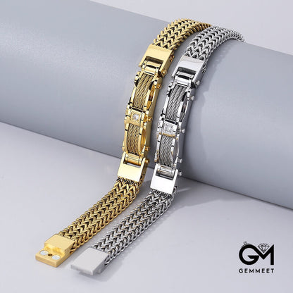 Stainless Steel Zircon Bracelet for Men