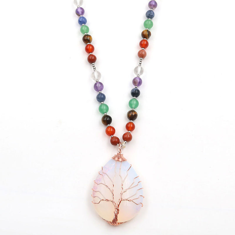 Opal Tree Of life Beaded Healing Necklace