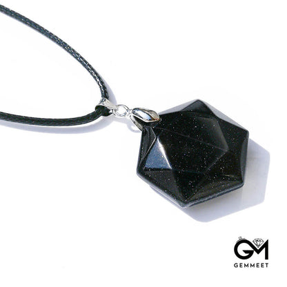 Rose Quartz Hexagonal Star Geometric Pendant Necklace