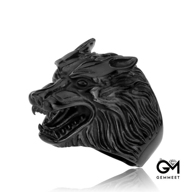 Gold Black Vintage Wolf Head Stainless Steel Ring