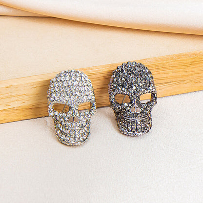 Halloween Diamond Skull Brooch Retro Personality Metal Brooch Jacket Suit Corsage Accessories