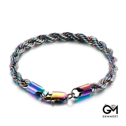 Titanium Steel Gold Double Color Twist Bracelet