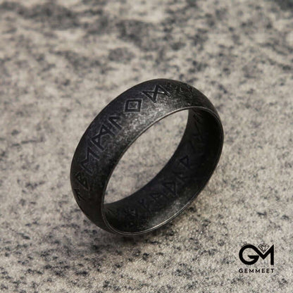 Vintage Oracle Bone Sanding Etching Engraved Ring