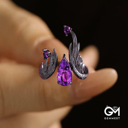 Dark Will-o'-the-wisp Amethyst Open Ring