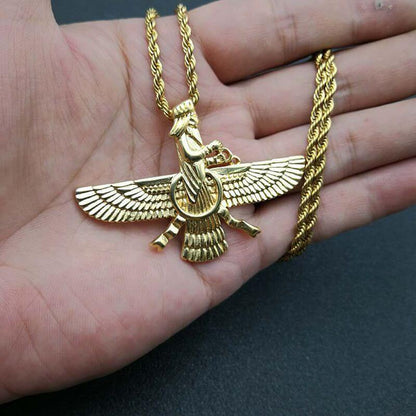 Persian Jewelry Titanium Steel Gold-plated Two-color Zoroastrian Pendant