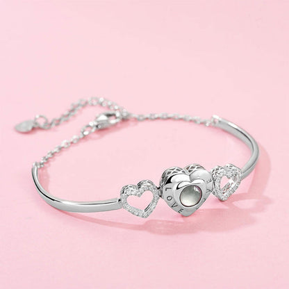 White Gold Hollow Heart Shape Charm Bracelet